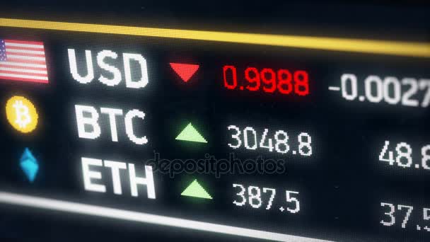 Bitcoin naik dibandingkan dolar AS, harga cryptocurrency naik di pasar — Stok Video