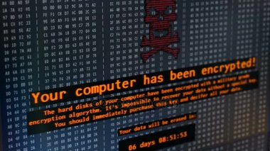 Petya virüs iletide bilgisayar ekranı, cyberattack, para talep hacker