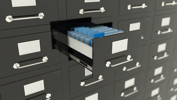 Statystyk folderów w archiwum szuflady, badania informacji, historyczne rekordy — Wideo stockowe
