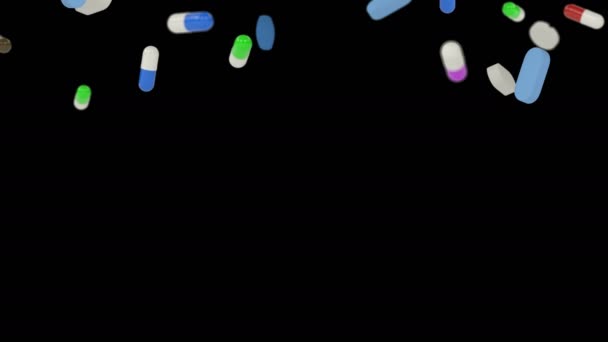Spousty Pilulek Extrémně Pomalém Pohybu Černé Pozadí — Stock video