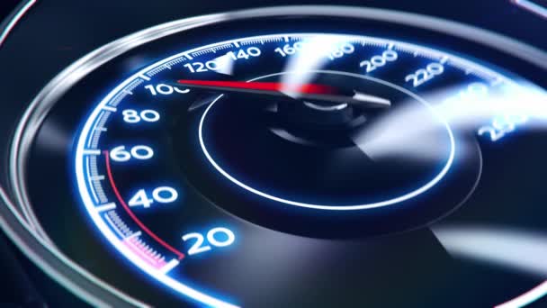 Надзвичайно швидке водіння, спідометр автомобіля показує прискорення, п'яне водіння — стокове відео