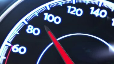 Araba hız göstergesi en yüksek hıza, son derece hızlı sürüş, hızlanma