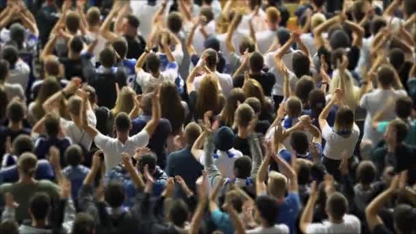 Unaniem voetbal fans juichen voor het team, klappen in de handen. Samenhang — Stockvideo