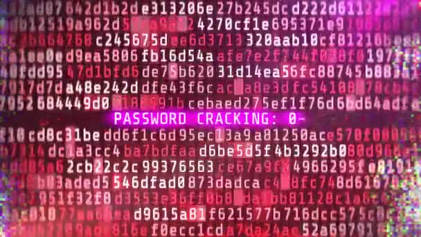 Mot de passe fissuration en cours, fond de piratage abstrait, vol de données, violation — Video