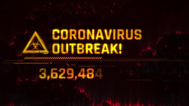 コロナウイルスの発生数は世界中で感染者数の合計 ハザードシンボル — ストック動画
