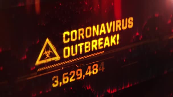 Surto Coronavirus Número Total Infectados Todo Mundo Perigo Quarentena — Vídeo de Stock