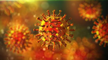 Coronavirus salgını, COVID-19 yayılması, kandaki virüs, dünya çapında bir felaket. 3B illüstrasyon