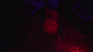 Pembe peruklu sarhoş kadın müzik dinliyor, gece kulübünde dans ediyor, festivalde eğleniyor.