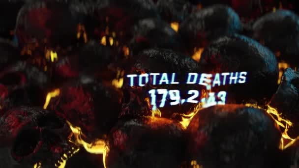 Humanity's doomed, total death count on skull background, numbers rising — Stock Video