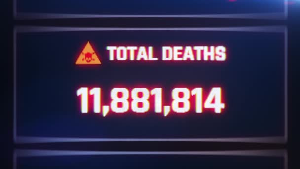 Totalt antal dödsfall, uppdatering av antalet döda på grund av koronavirus, världsstatistik — Stockvideo