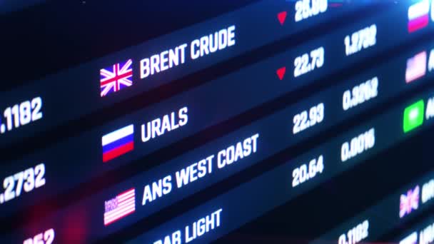 Queda do mercado de ações de petróleo, queda dos preços do mercado global, crise financeira — Vídeo de Stock