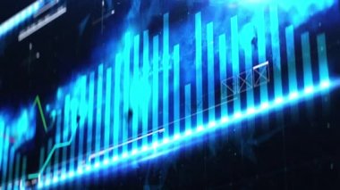 Ekranda, mali istatistiklerde ve analizde hareket eden soyut çizelge ve grafik çizgileri