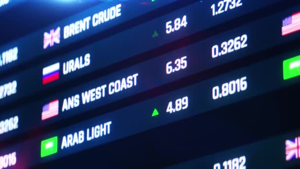 EEUU, Rusia, Arabia Saudita, Gran Bretaña los precios del crudo subiendo, recuperándose — Vídeo de stock