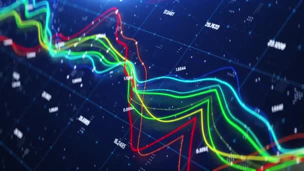 Abstrakcyjne wykresy i wykresy, aktualizacja giełdy, statystyki, analizy, finanse — Wideo stockowe