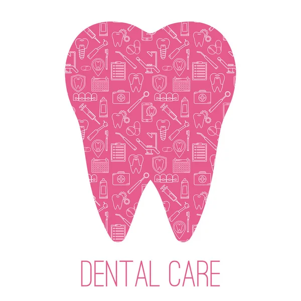 Dental care symbols in the shape of teeth. — Stock Vector