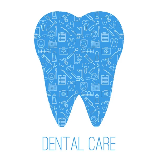 Símbolos de cuidado dental en forma de dientes . — Vector de stock