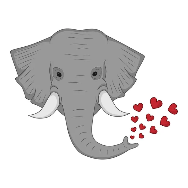 Vector drawing of an elephant with hearts. — Stock Vector