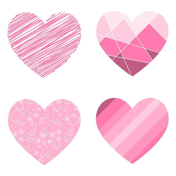 Vector illustration of hearts with patterns. — Stock Vector