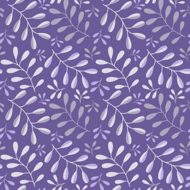 Ultraviyole renkli düz bir tarzda bitkisel vektör seamless modeli.