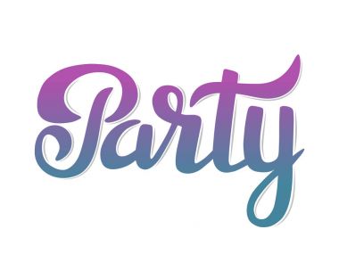 Beyaz arka plan üzerinde izole el yazısı yazı parti vektör.