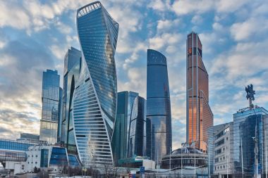 Moskova - 10 Ocak 2017: Moscow city İş Merkezi