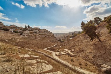 Jerusalem - 11 Kasım, 2016: ünlü Kidron Vadisi, Jerusalem