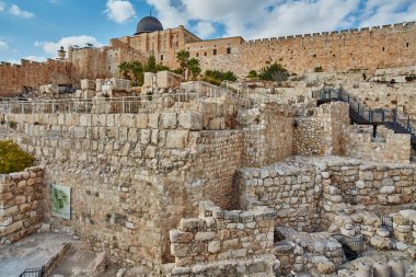Jerusalem - 11 Kasım, 2016: eski şehir duvar, Jerusalem