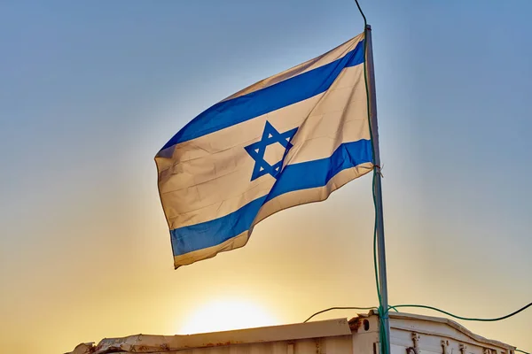 Israel Flagge bei Sonnenuntergang — Stockfoto