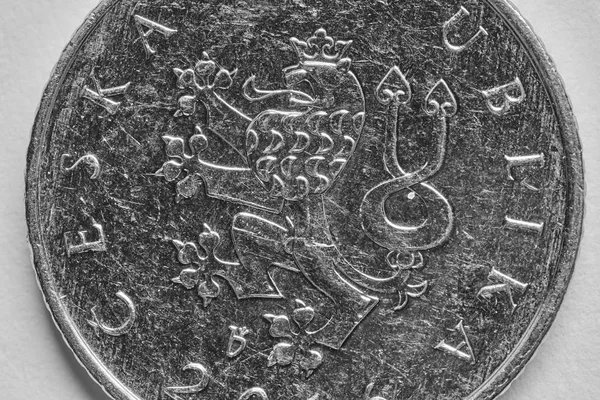 Лев на один чеський cron монета макрос фото — стокове фото