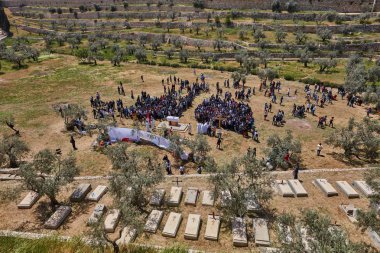 Moskova - 04,04,2017: Jerusalem ortasında vaaz Hıristiyan papaz