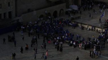 Kudüs Ağlama Duvarı ve El Aksa Camii, 4k hava manzaralı.