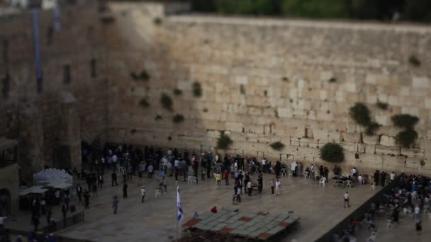 Gråtande Muren Jerusalem Och Moskén Aqsa Utsikt Över Luften — Stockvideo