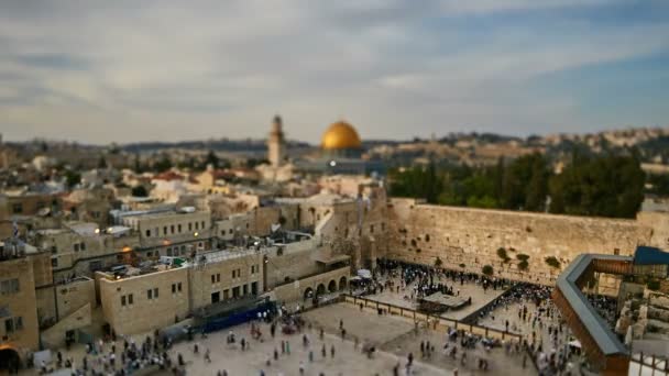 Gråtande Muren Jerusalem Och Moskén Aqsa Utsikt Över Luften — Stockvideo