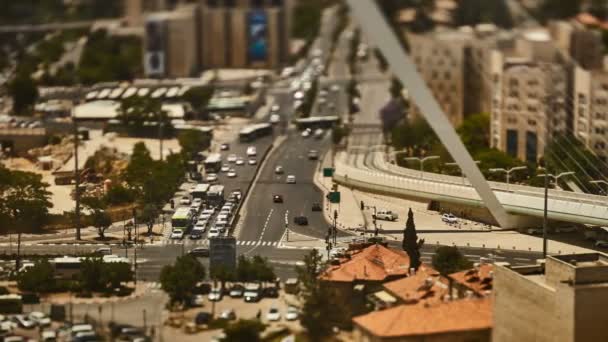 Jeruzalém - 20.04.2017: Slavný most centrum město Jeruzalém a dopravy Časosběrná videa 4k — Stock video