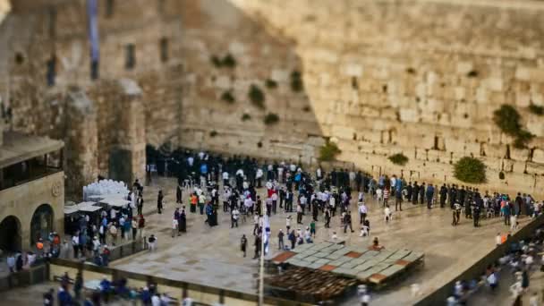 Jerusalén - 15 de noviembre de 2016: Muralla de llanto en Jerusalén, lapso de tiempo del cambio de inclinación 2k — Vídeos de Stock