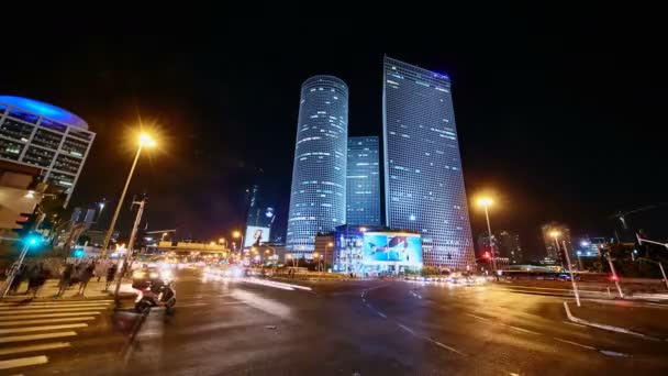 Тель-Авив - 22 февраля 2017 года: центр Azrieli и транспорт hi-way time-lapse видео 4k — стоковое видео