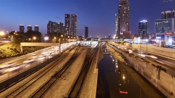 Транспорт hi-way and trains time-lapse video 4k — стоковое видео