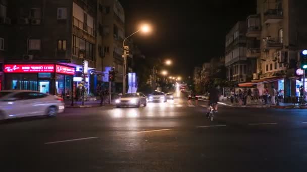 Tel Aviv 10.06.2017: Tel Awiw noc scena transport czasu upływu 4k nagrania — Wideo stockowe