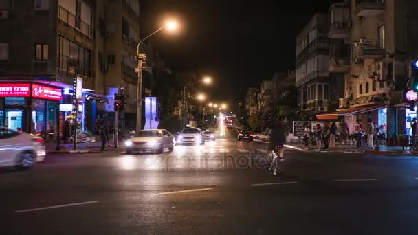 Tel Aviv 10.06.2017: Tel Awiw noc scena transport czasu upływu 4k nagrania — Wideo stockowe