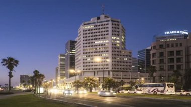 Tel Aviv 10.06.2017: Tel Aviv gece sahne ulaşım zaman atlamalı 4k görüntüleri
