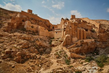 Mar Saba monastery at the desert (Israel) clipart