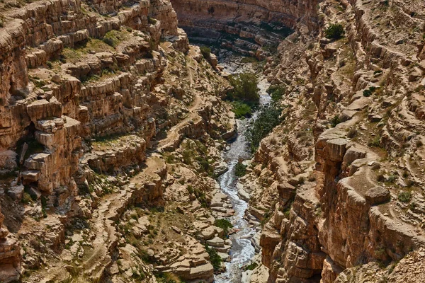 Fiume Che Scorre Attraverso Altopiano Roccioso Aerea — Foto Stock