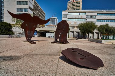 Tel Aviv - 10.02.2017: Tel Aviv Sanat Müzesi dış ve sanat mönü