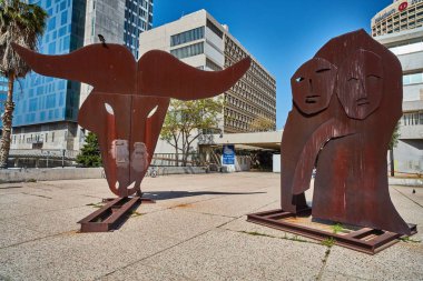 Tel Aviv - 10.02.2017: Tel Aviv Sanat Müzesi dış ve sanat mönü