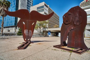 Tel Aviv - 10.02.2017: Tel Aviv Sanat Müzesi dış ve sanat mönü