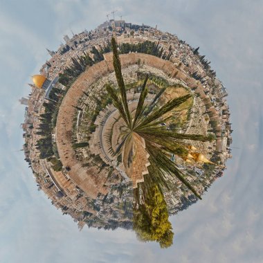 Panorama Jerusalem eski şehir küçük gezegen