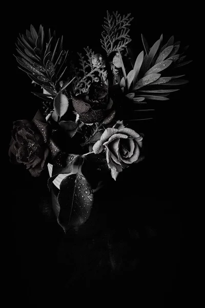 Black and white bouquet studio backdrop shot — Stock Photo, Image