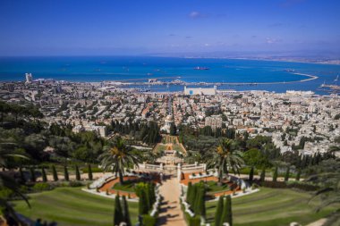Haifa Bahai Bahçe Manzaralı denize