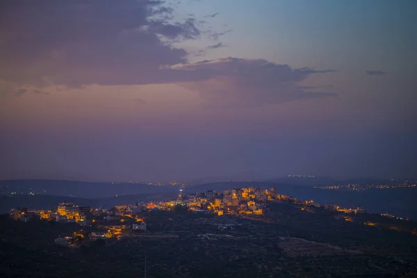 Haifa Oraș Vedere Noapte Peisaj Panoramic Aerian Fotografie — Fotografie, imagine de stoc