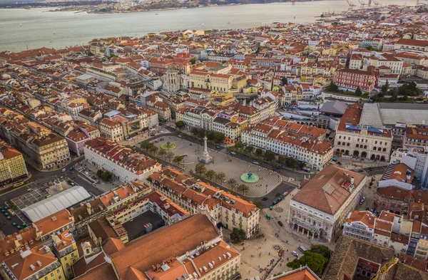 Place Rossio Lisbonne Portugal Vue Aérienne Sur Drone — Photo